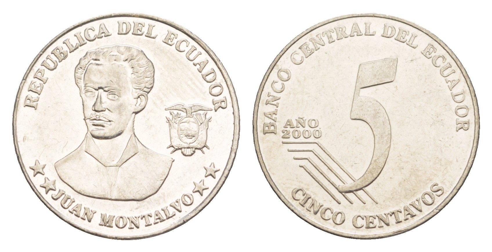 Эквадор 5 сентаво 2000 KM 105 нержавеющая сталь UNC 4640-1133