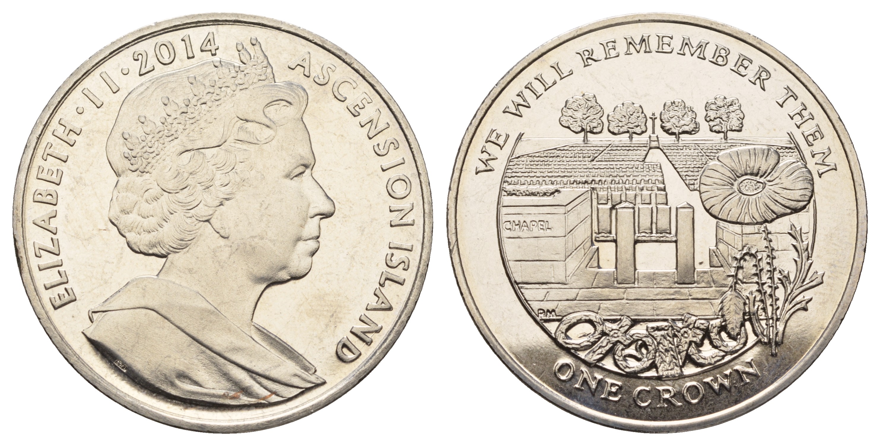 Остров Вознесения 1 крона 2014 в память героев первой мировой войны, кладбище KM NEW медно-никель UNC 4386-333