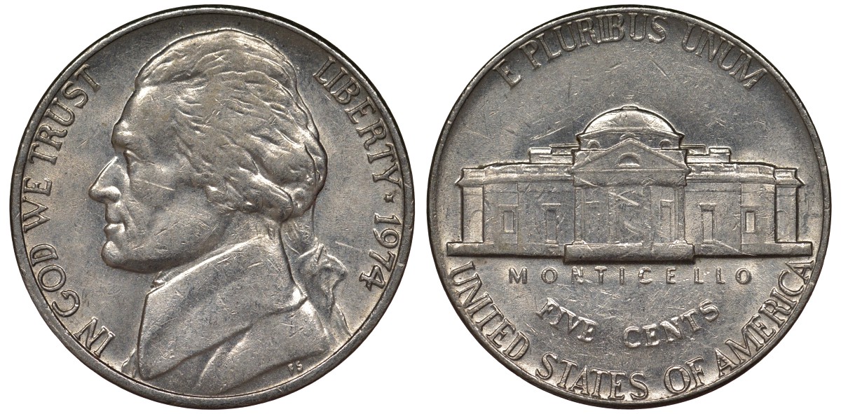 США 5 центов 1974 Джеферсон KM А192 медно-никель 4128-617