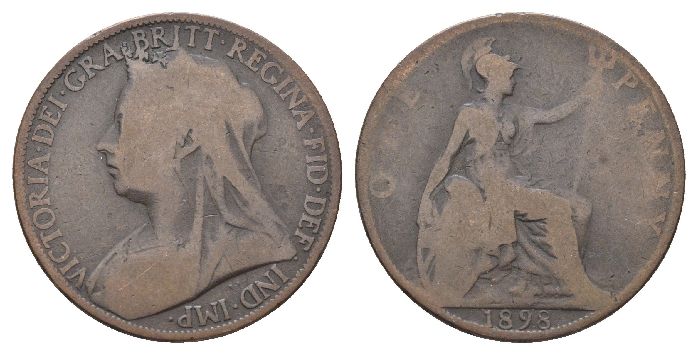 Великобритания 1 пенни 1898 Виктория (1837-1901) KM 790, Spink 3961 бронза 4661-426