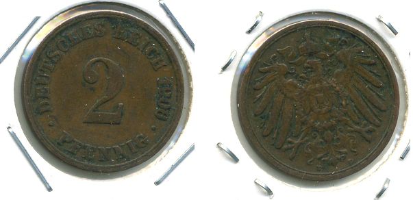 ГЕРМАНИЯ 2 ПФЕННИГА 1906 D KM 16, J. 11 медь 701-445