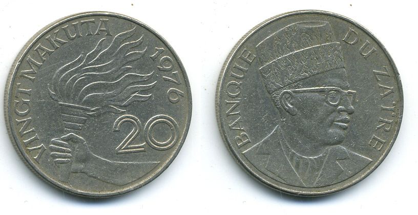 ЗАИР 20 МАКУТА 1976 ФАКЕЛ 4-1131