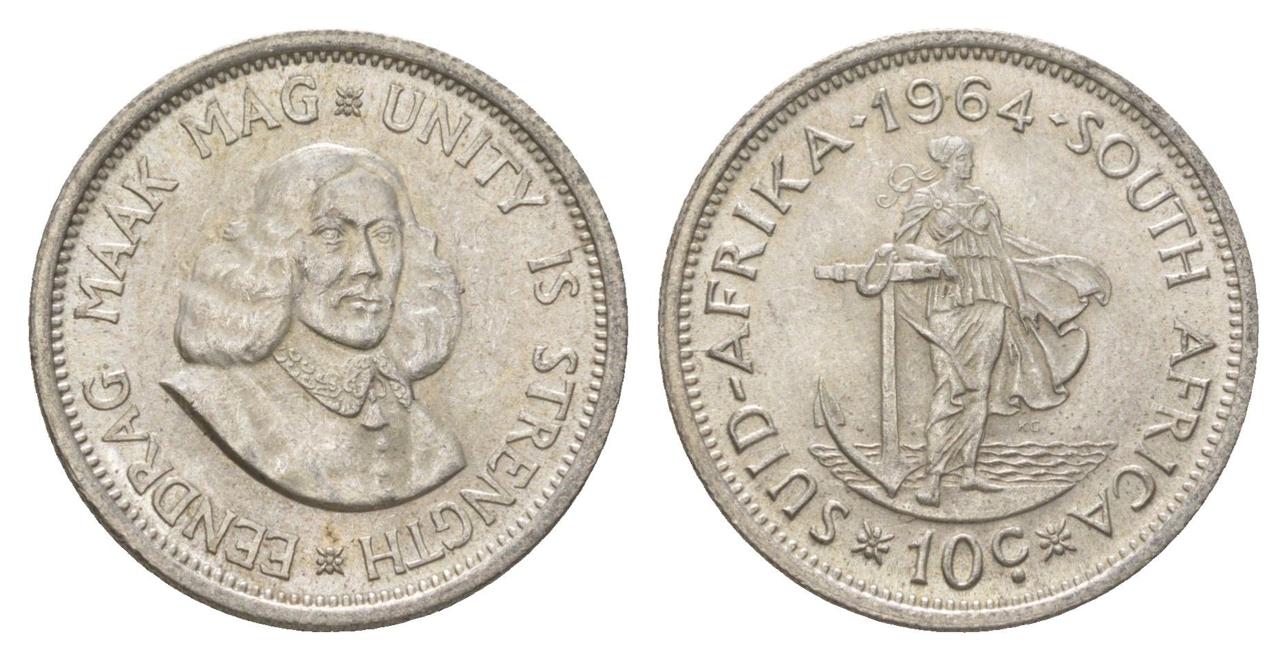 ЮАР 10 центов 1964 KM 60 серебро UNC 4622-724