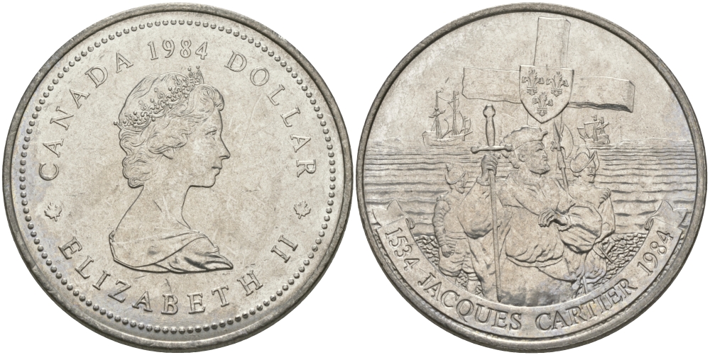 Канада 1 доллар 1984 Жак Картье KM 141 никель UNC 97-134
