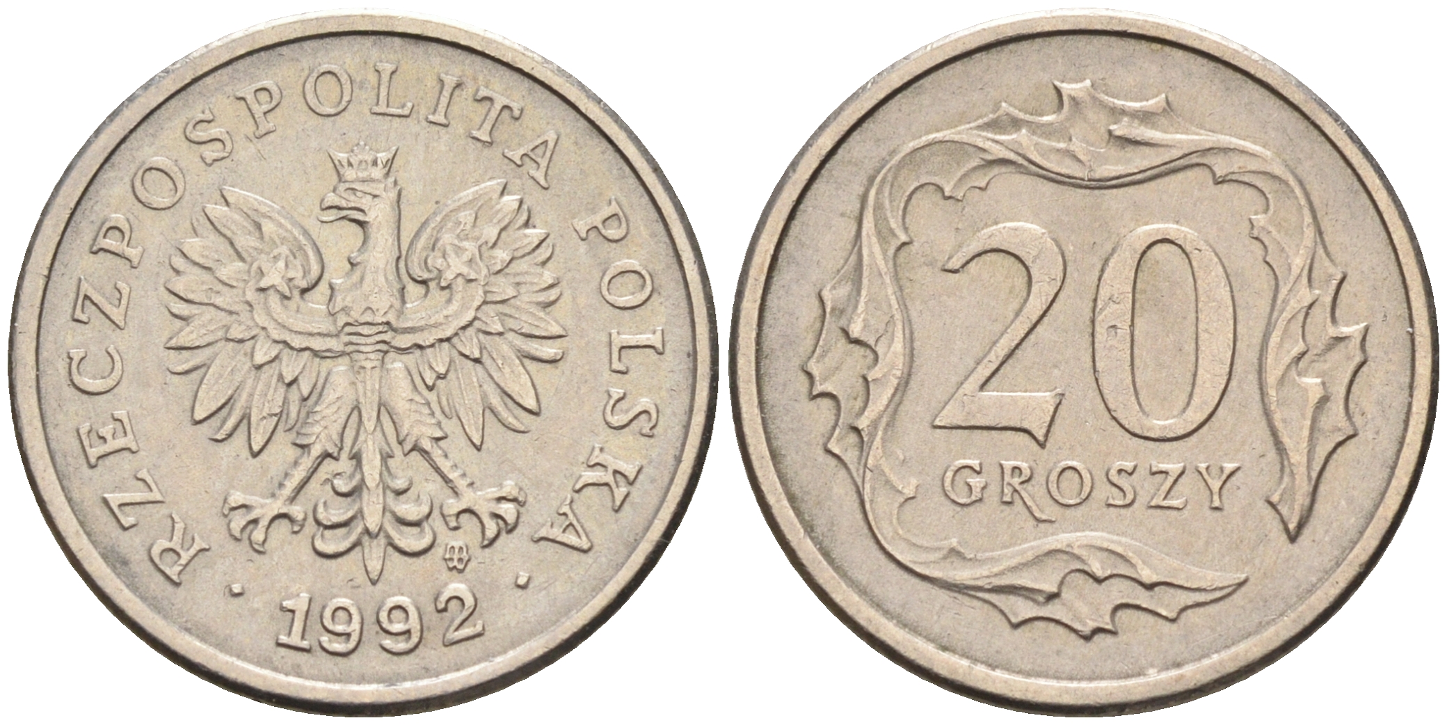 Польша 20 грошей 1992 MW KM 280 медно-никель    4174-724