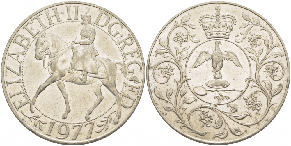 Великобритания 25 пенсов 1977 25 лет со дня коронации Елизаветы, Елизавета II (1952-2022) KM 894, Spink 4136 медно-никель 107-424