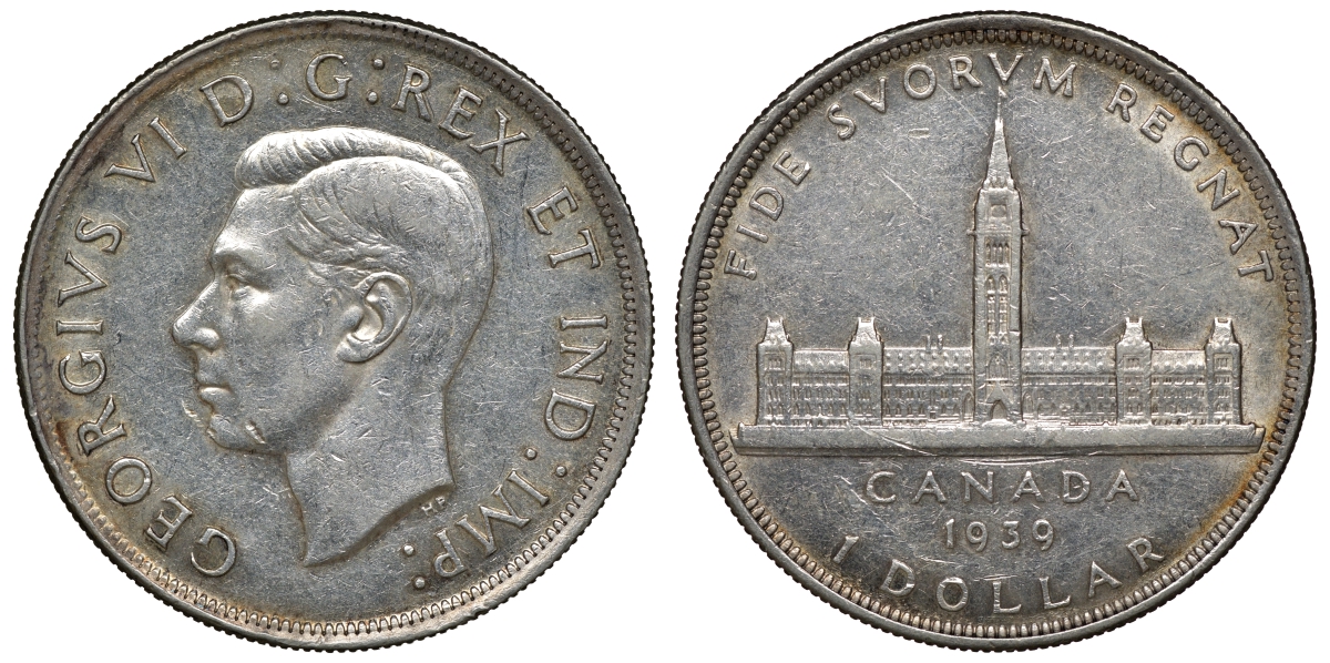Канада 1 доллар 1939 Королевский визит в Оттаву, парламент, Георг VI (1936-1952) KM 38 серебро 4044-1411