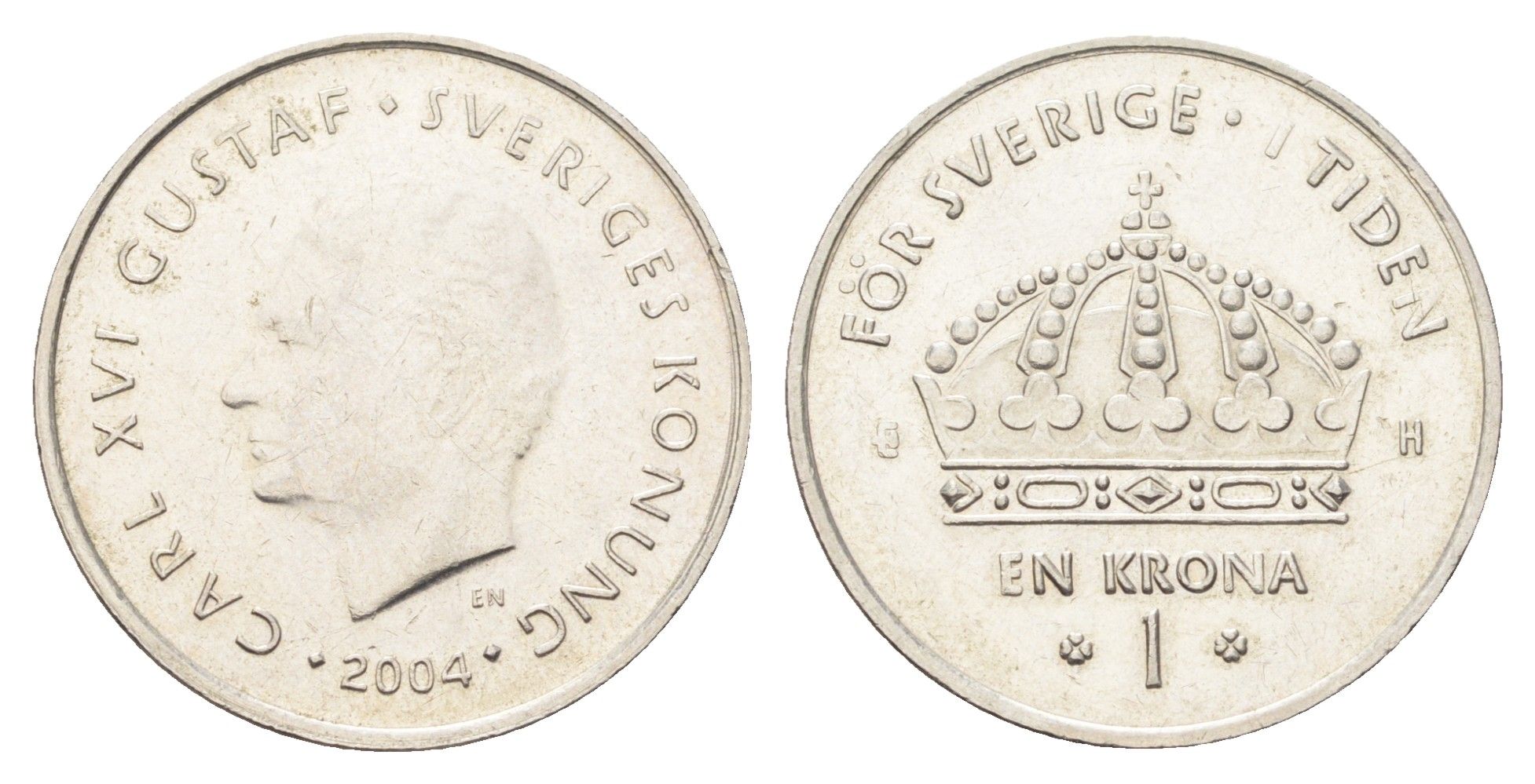 Швеция 1 крона 2004 Карл XVI Густав (1973- ) KM 894 медно-никель 4706-956
