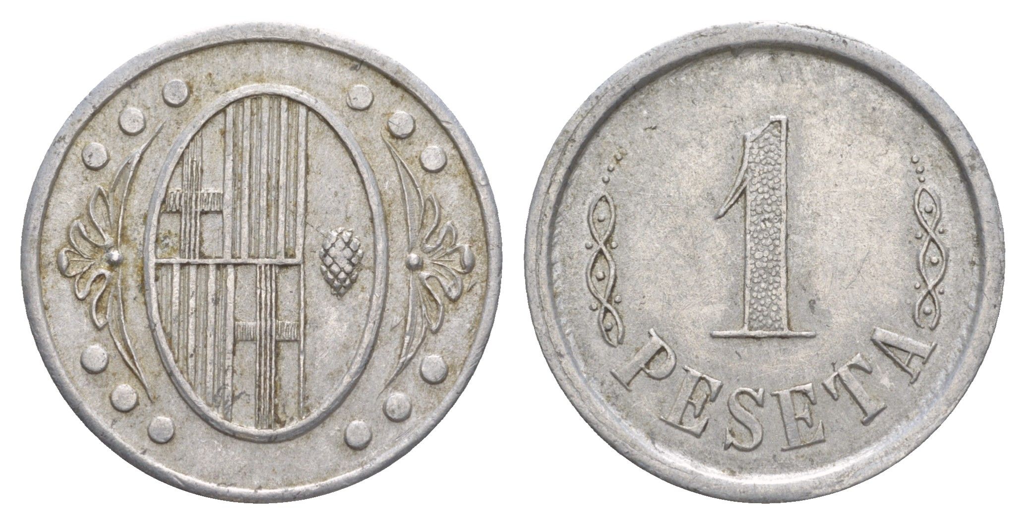 Испания, Л’Амеллья-дель-Вальес (Барселона) 1 песета ND (1937) гражданская Война KM 3.2 алюминий 00-810-09