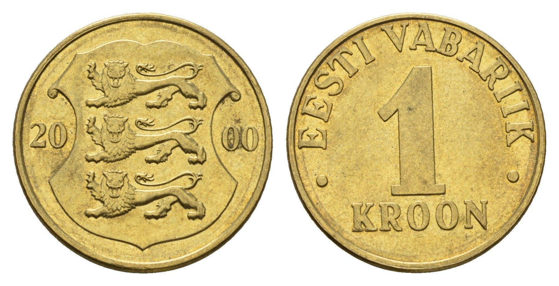 Эстония 1 крона 2000 KM 35 латунь aUNC 4688-656