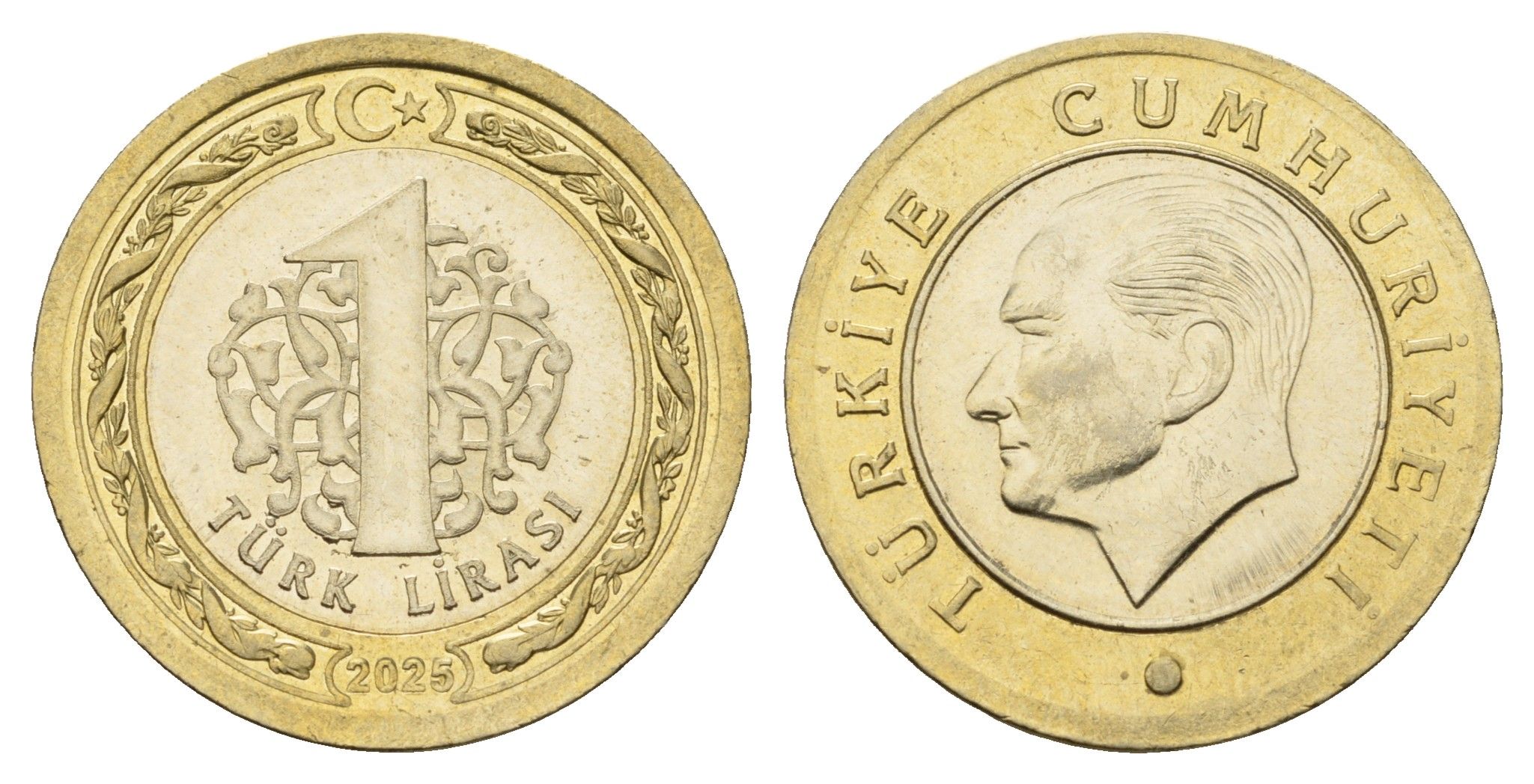 Турция 1 лира 2025 Кемаль Ататюрк KM 1244 биметалл UNC 72-341