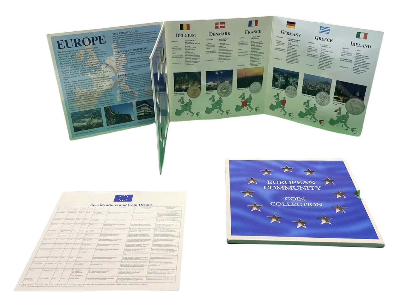 Европа набор из 12 доевровых монет разных стран 1990-1992 в оригинальном буклете UNC 4-5-1-24