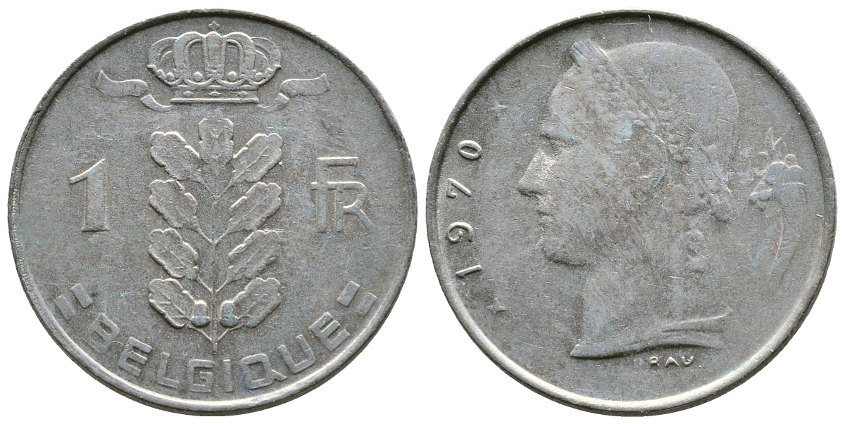 БЕЛЬГИЯ 1 ФРАНК 1970 BELGIQUE KM 142.1 медно-никель 89-447