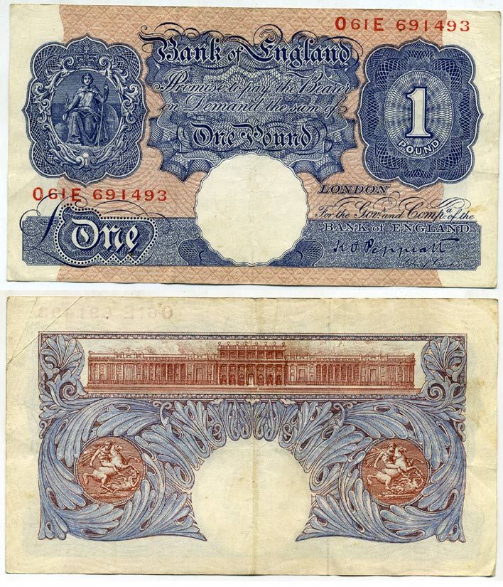 Англия 1 фунт ND (1940-1948) подпись Peppiatt Pick 367 а бумага 451-134-2