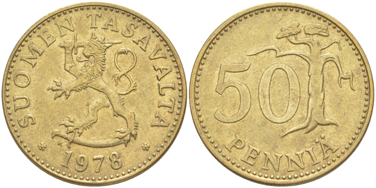 Финляндия 50 пенни 1978 К KM 48 алюминиевая бронза 219-1214