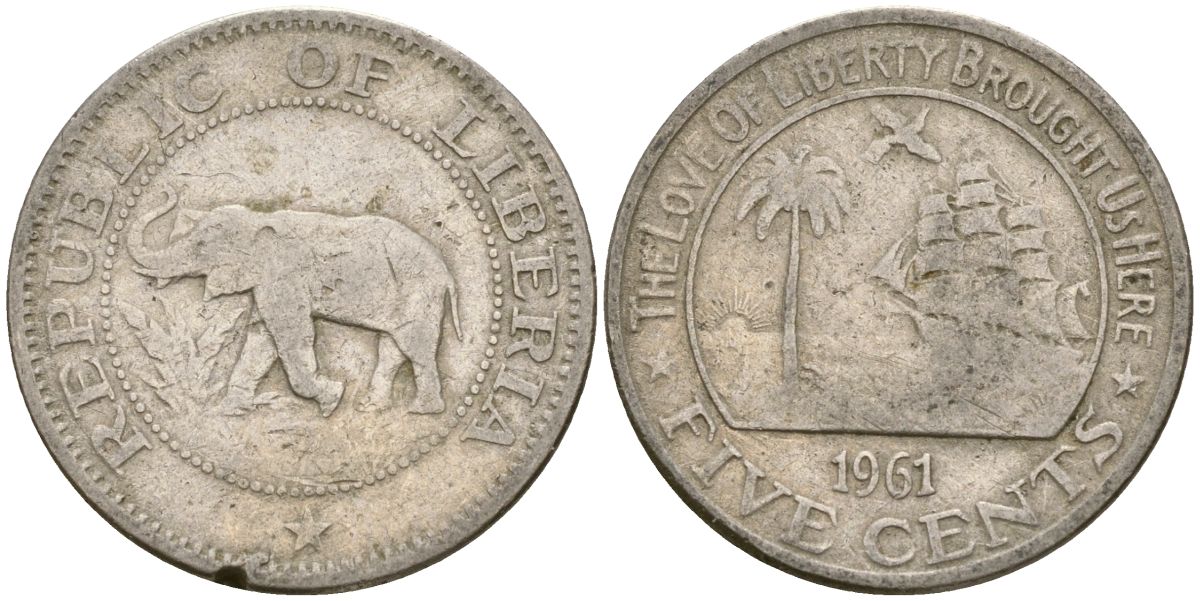 Либерия 5 центов 1961 KM 14 медно-никель 4132-417