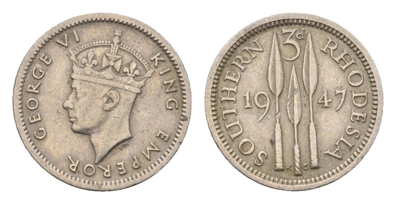 Южная Родезия 3 пенса 1947 Георг VI (1936-1952), год-тип KM 16b медно-никель 4169-1112