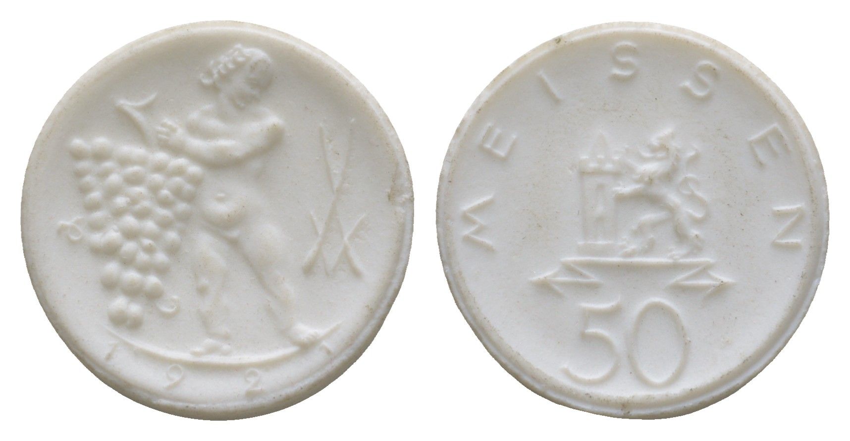 Майсен 50 пфеннигов 1921 Men05 16521.9, Men18 20725.9, Scheuch 171n фарфор 08-544