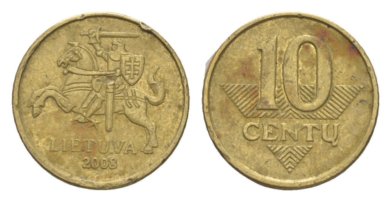Литва 10 центов 2008 KM 106 никель латунь 4115-764