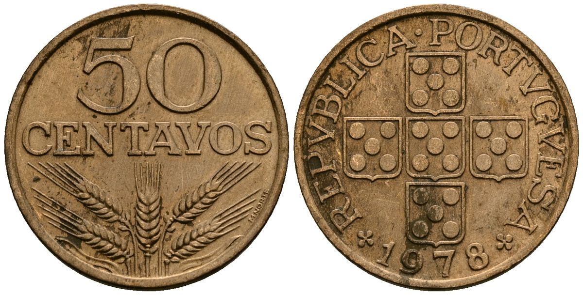 Португалия 50 сентаво 1978 KM 596 бронза 4167-116