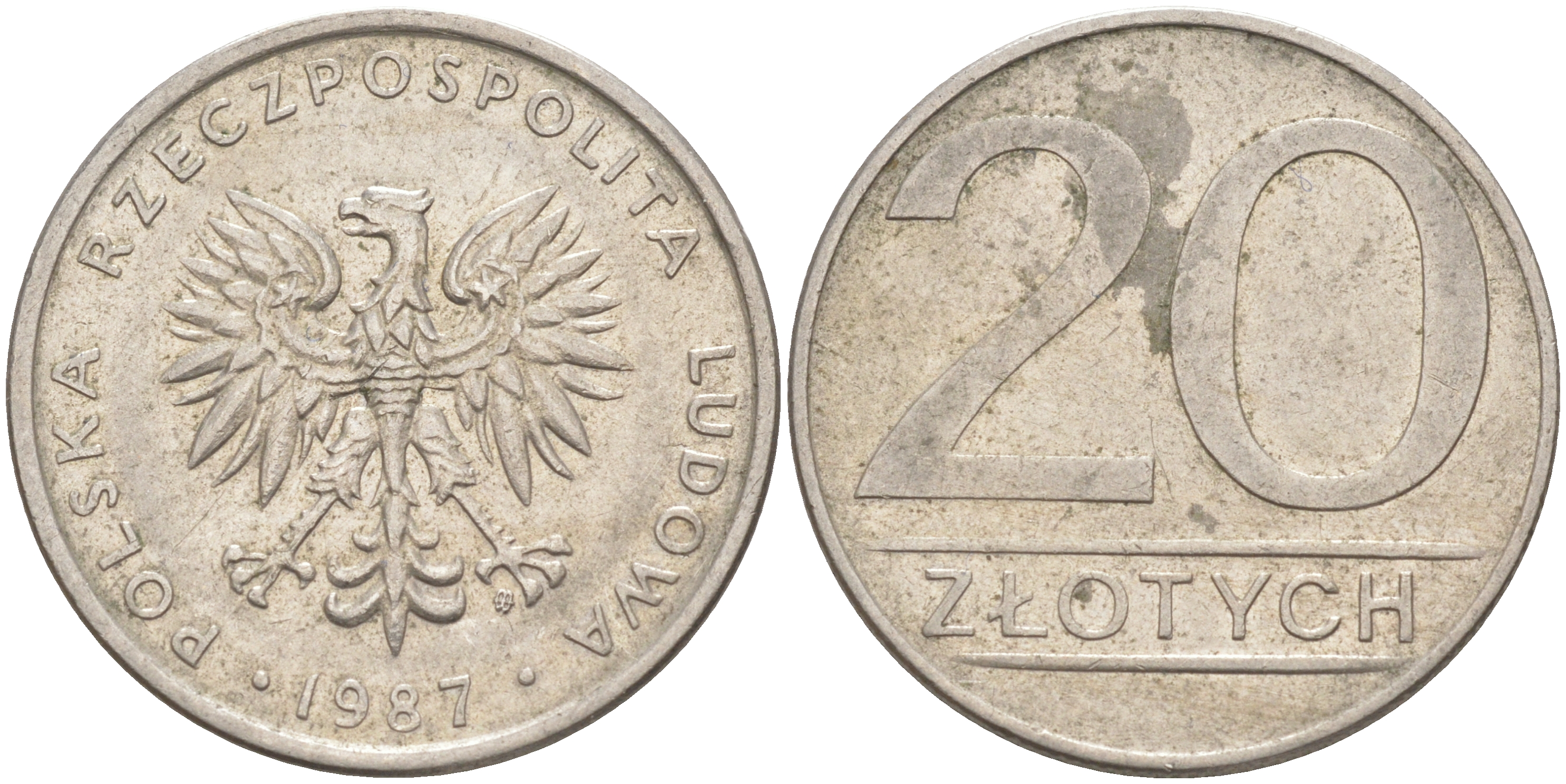 ПОЛЬША 20 ЗЛОТЫХ 1987 MW KM 153.1 медно-никель 119-1134