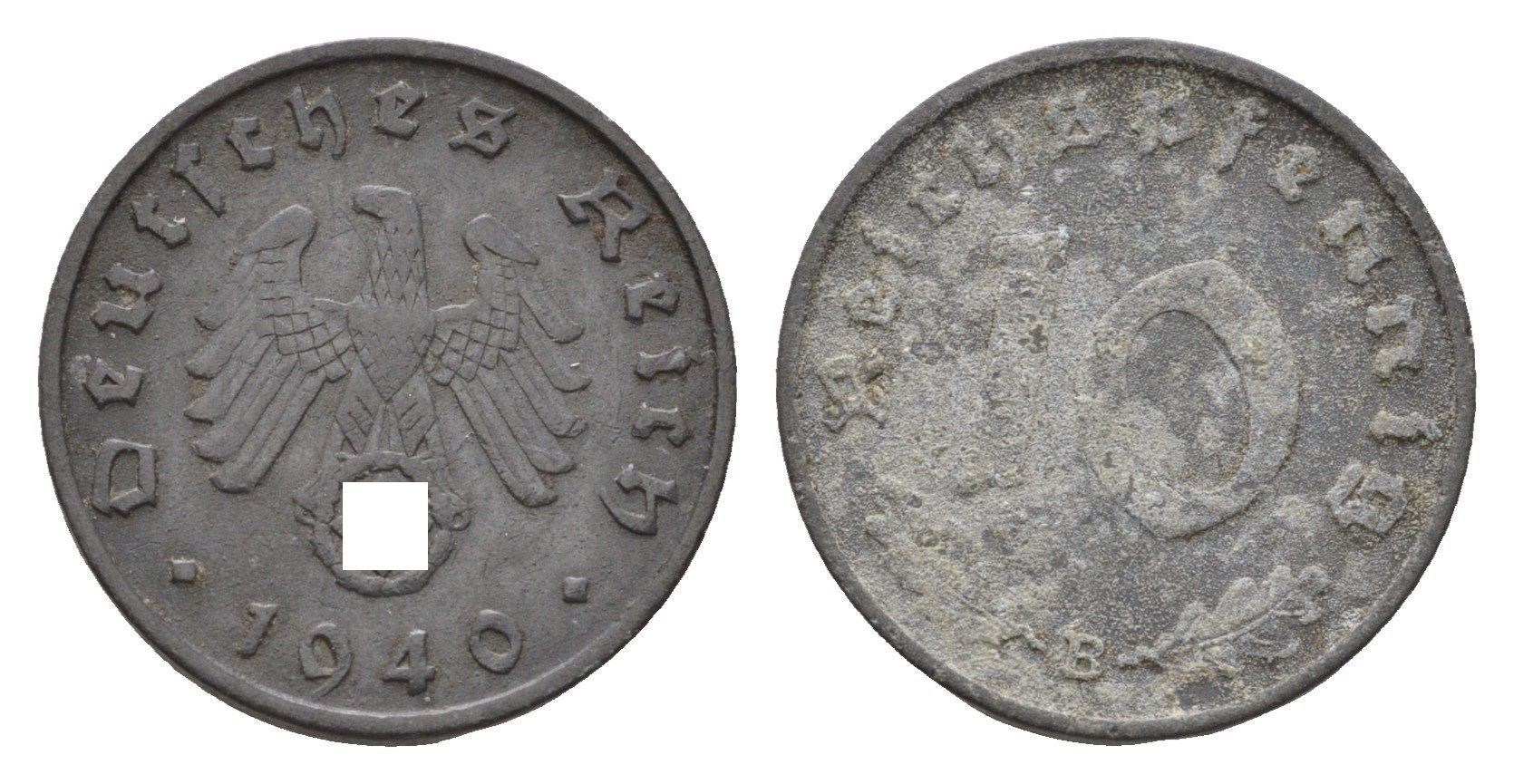 Германия 10 рейхспфеннигов 1940 B KM 101, J. 371 цинк 4684-235