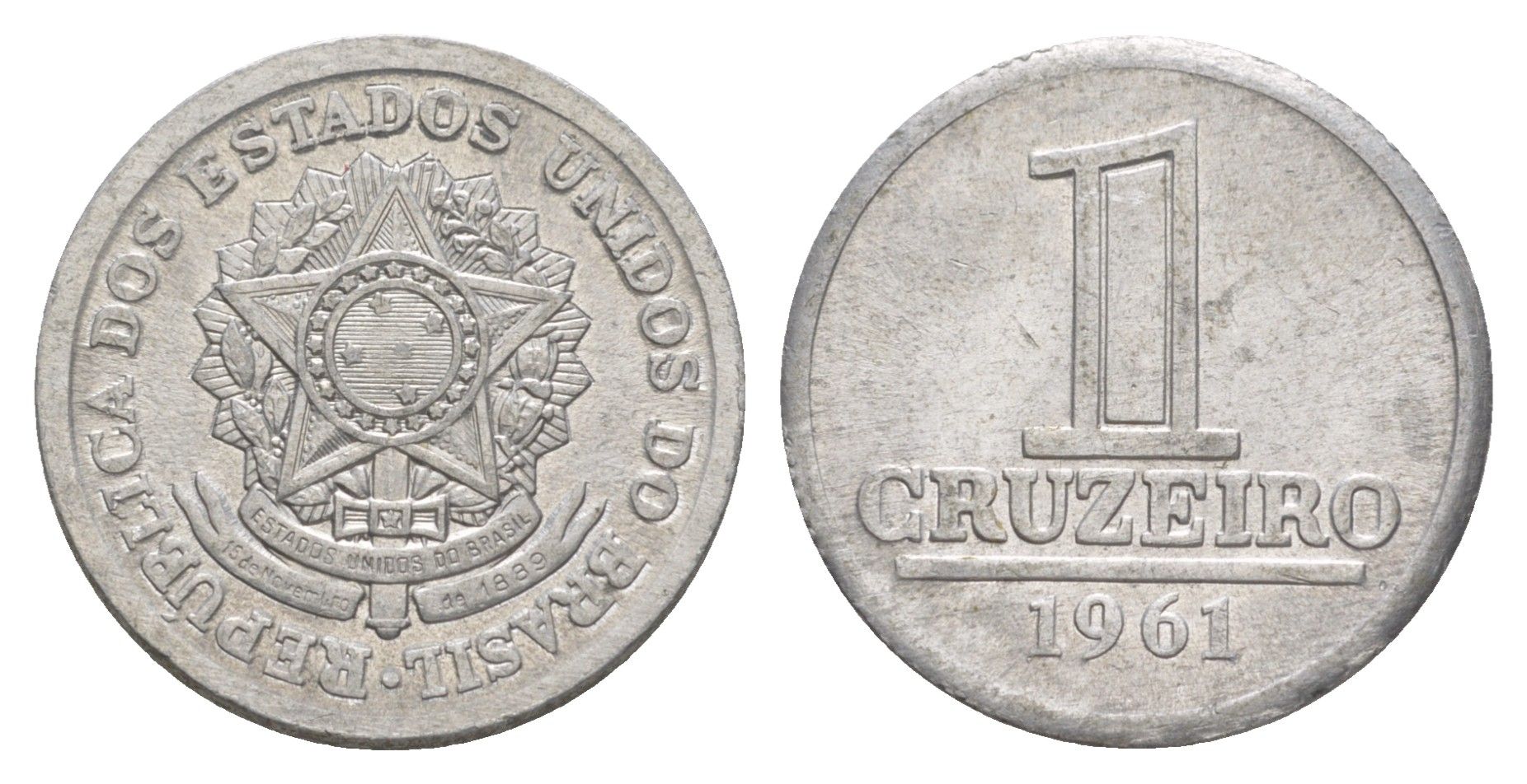 Бразилия 1 крузейро 1961 KM 570 алюминий 4642-1212