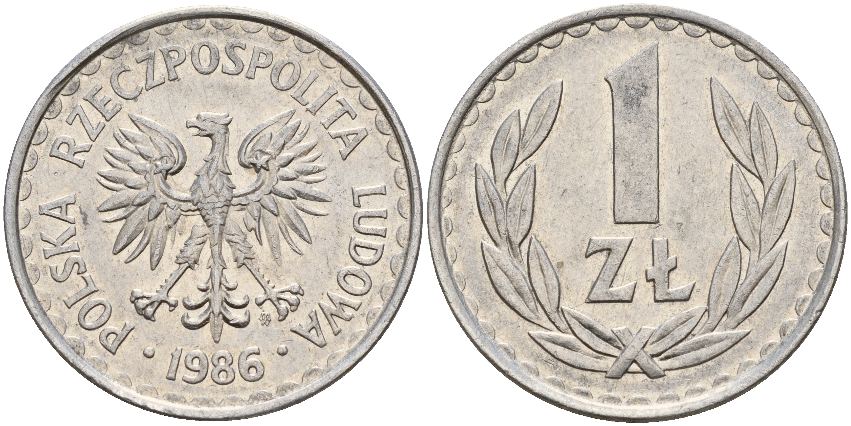 Польша 1 злотый 1986 MW KM 49.2 алюминий    4161-1034