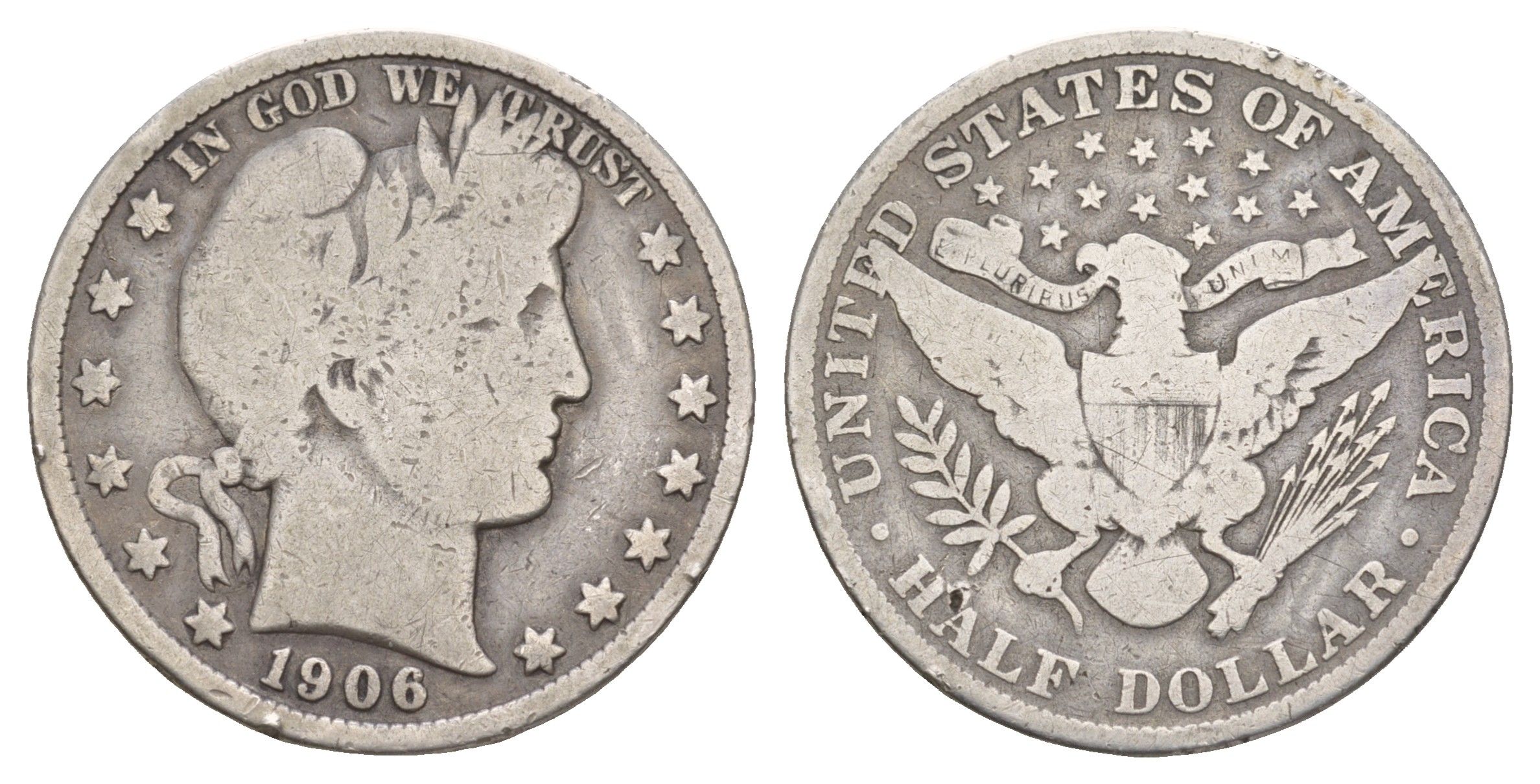 США 1/2 доллара (50 центов) 1906 50 центов Барбера KM 116 серебро    5010-1635