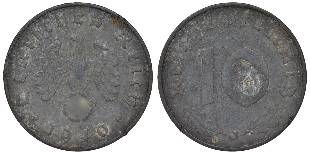 Германия 10 рейхспфеннигов 1940 J KM 101, J. 371 цинк 4121-1025