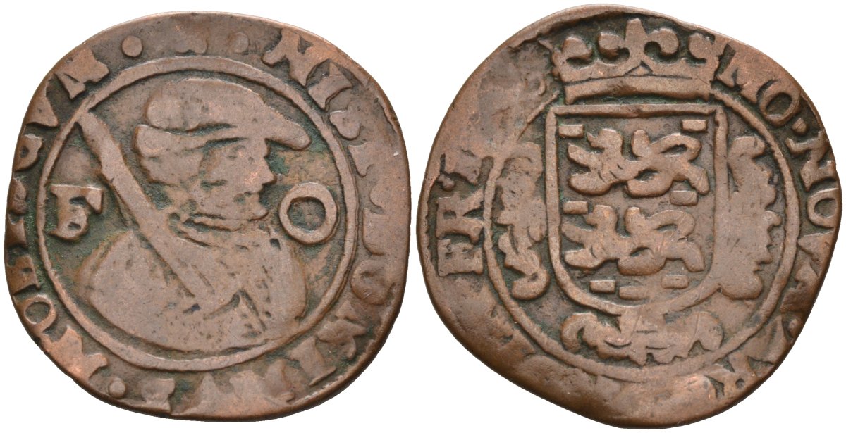 Фризия (Friesland) 2 дуита 1607 KM 41 медь 1528-341