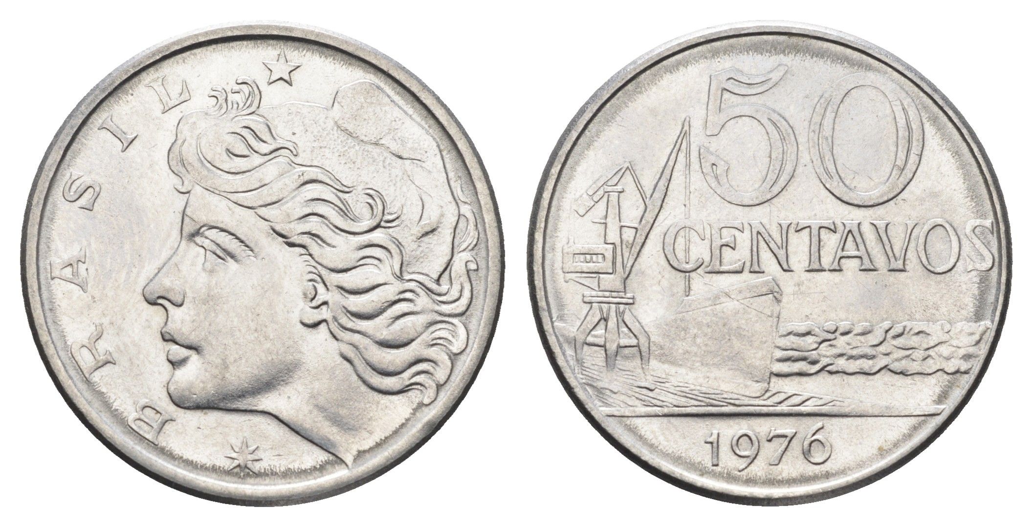 Бразилия 50 сентаво 1976 KM 580b нержавеющая сталь UNC 4663-534