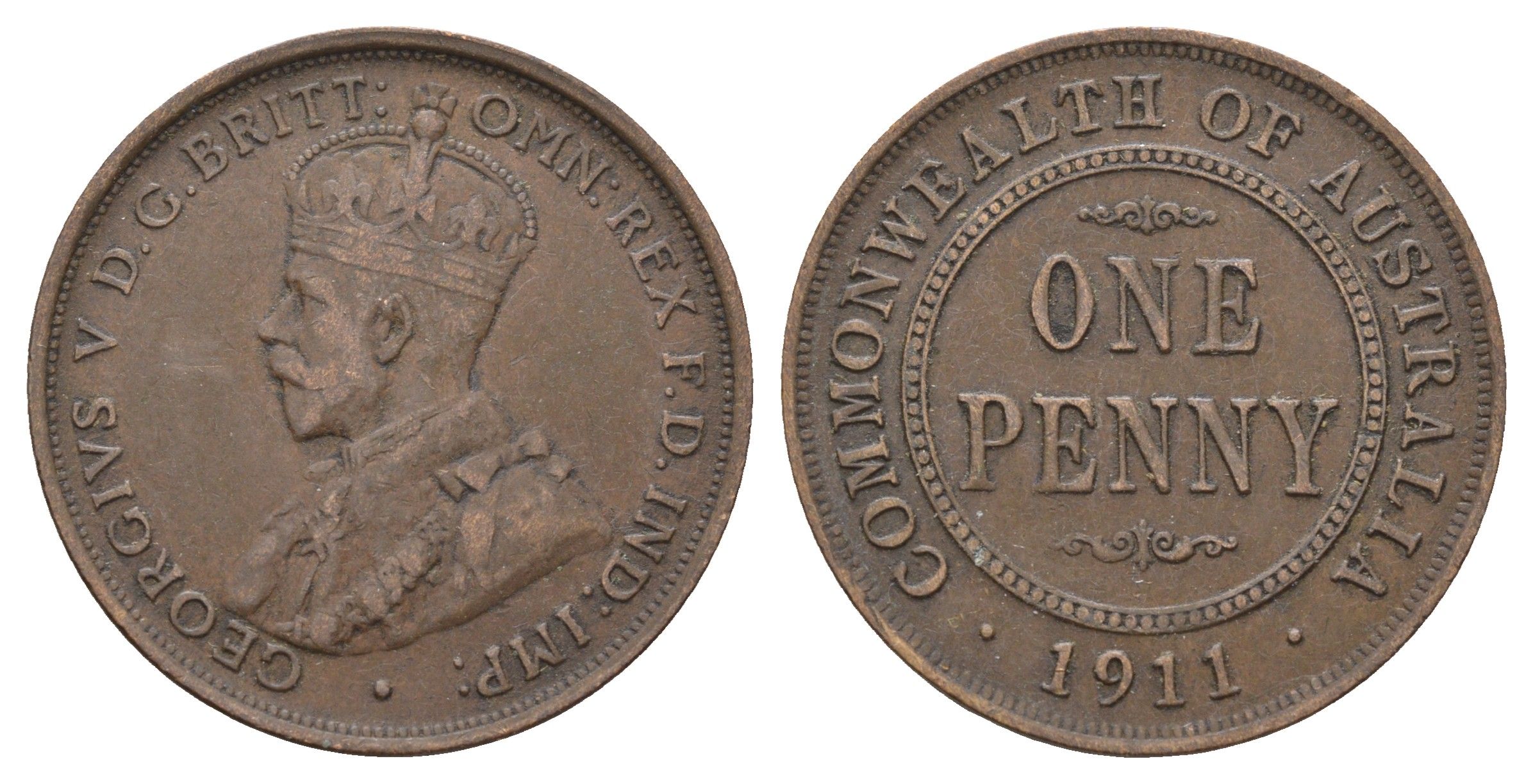 Австралия 1 пенни 1911 Георг V (1910-1936) KM 23 бронза 4672-225