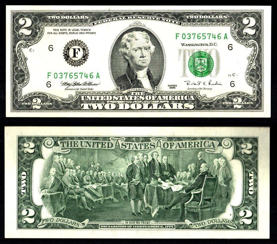 США 2 доллара 1995 Pick 497 бумага 2119-33-3-2