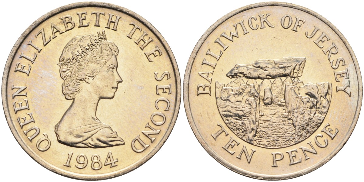 Джерси 10 пенсов 1984 Ла-Хуг-Би, Елизавета II (1952-) KM 57.1 медно-никель UNC 4583-246
