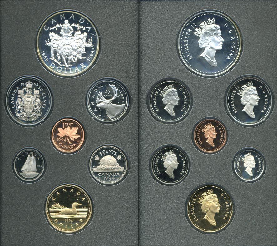 Канада набор из 7 монет  1994 25 лет RCMP, патрульной службе на собачьих упряжках, оригинальная коробка и сертификат    PROOF  5-5-1-09