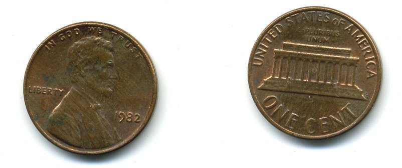 США 1 ЦЕНТ 1982 ЛИНКОЛЬН KM 201 медь цинк 4364-217