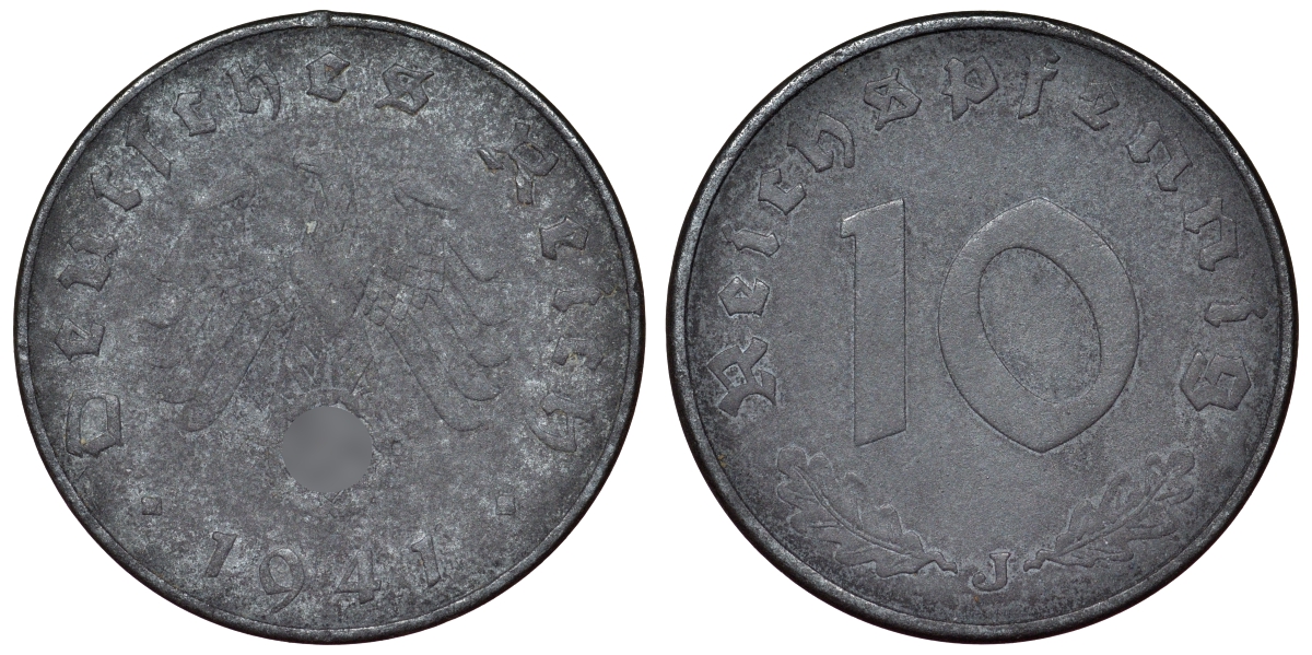 Германия 10 рейхспфеннигов 1941 J KM 101, J. 371 цинк 4121-1034