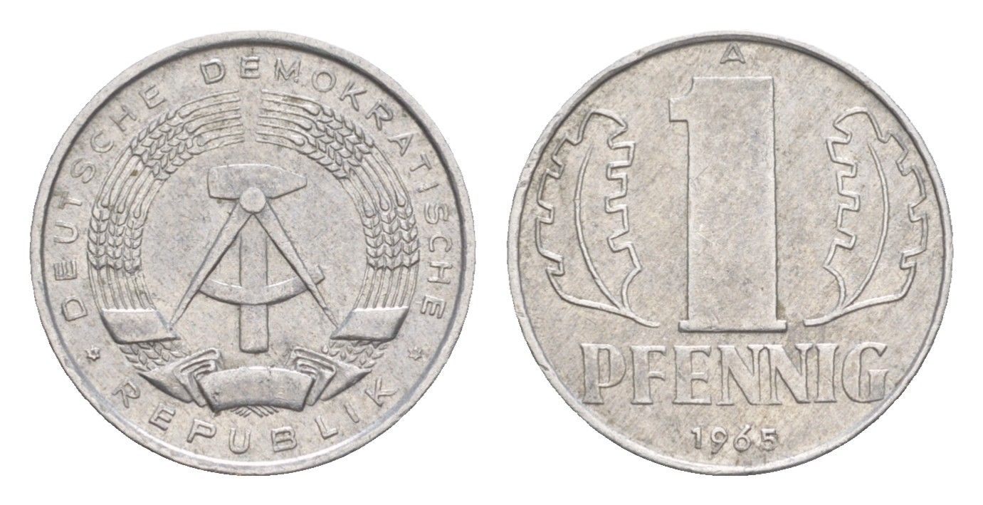 ГДР 1 пфенниг 1965 A KM 8.1 алюминий 4647-762