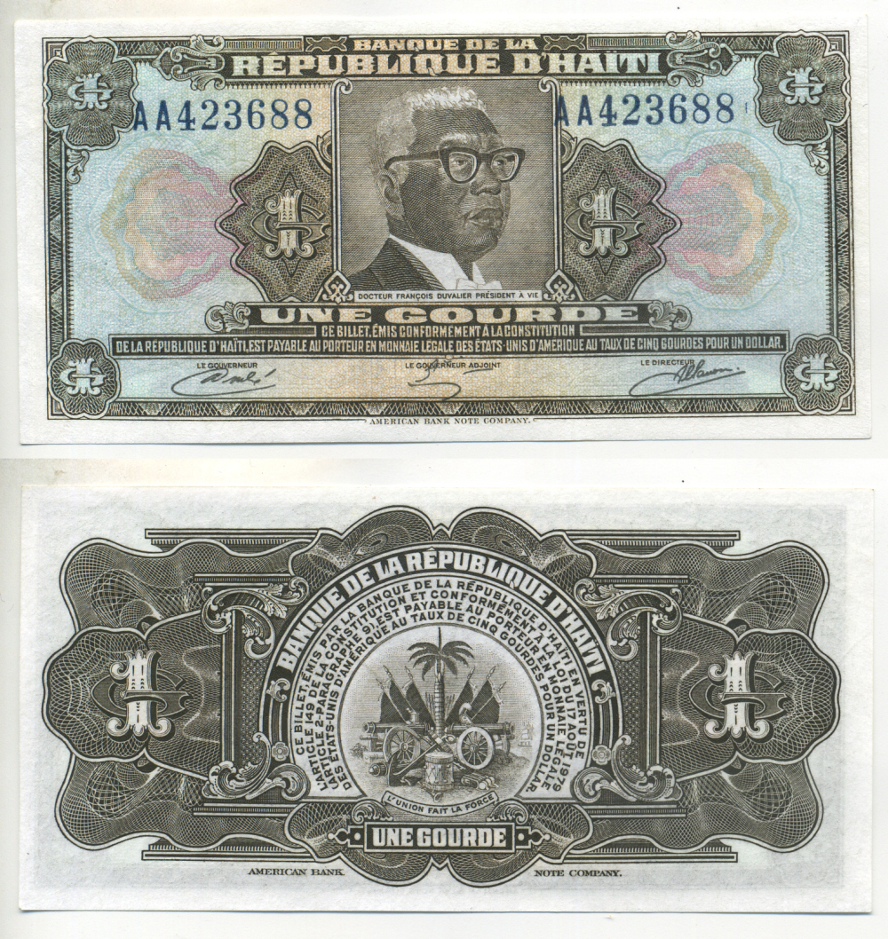 ГАИТИ 1 ГУРД 1979 СЕРИЯ АА Pick 230А бумага UNC (ПРЕСС) 7457-33-2