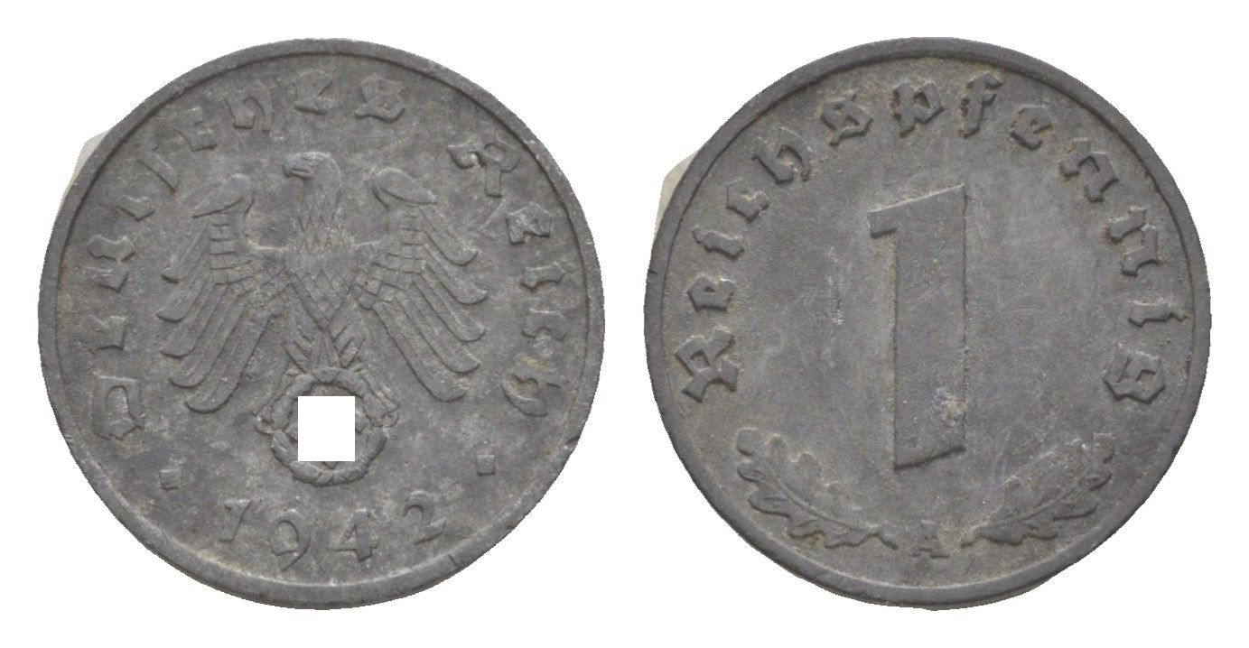 Германия 1 рейхспфенниг 1942 A KM 97, J.369 цинк 4613-447