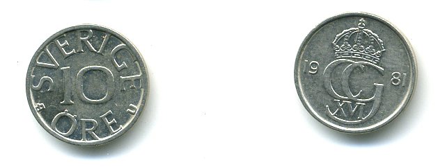 Швеция 10 эре 1981 U Карл XVI Густав (1973- ) KM 850 медно-никель 46-452