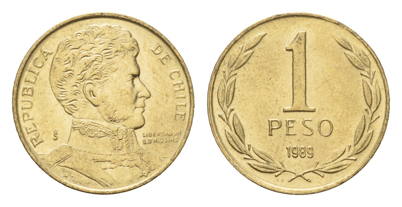 Чили 1 песо 1989 KM 216 алюминиевая бронза UNC 4689-149