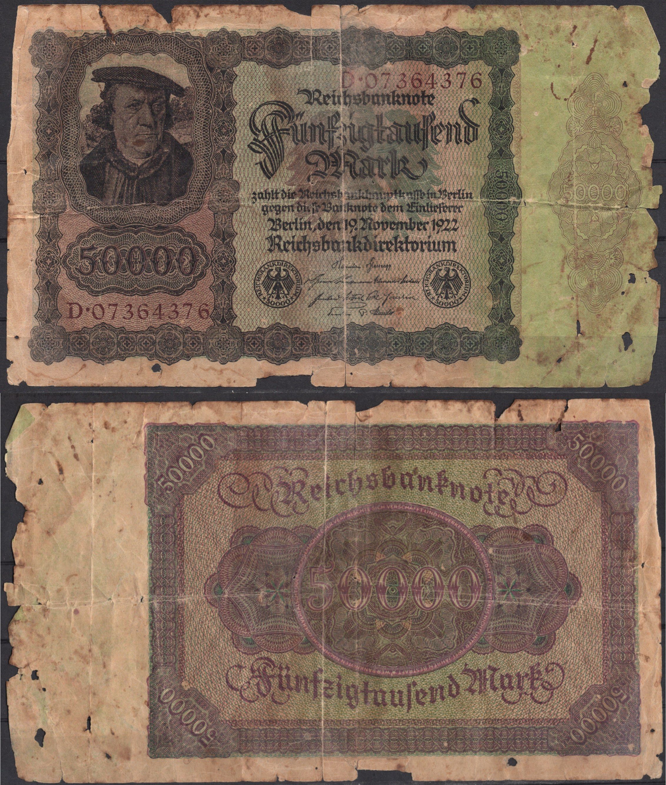 Германия 50000 марок 1922 Pick 80 бумага 2192-35-1-2