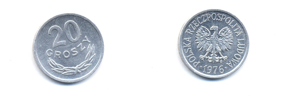 ПОЛЬША 20 ГРОШЕЙ 1976 KM 47 алюминий 4379-551