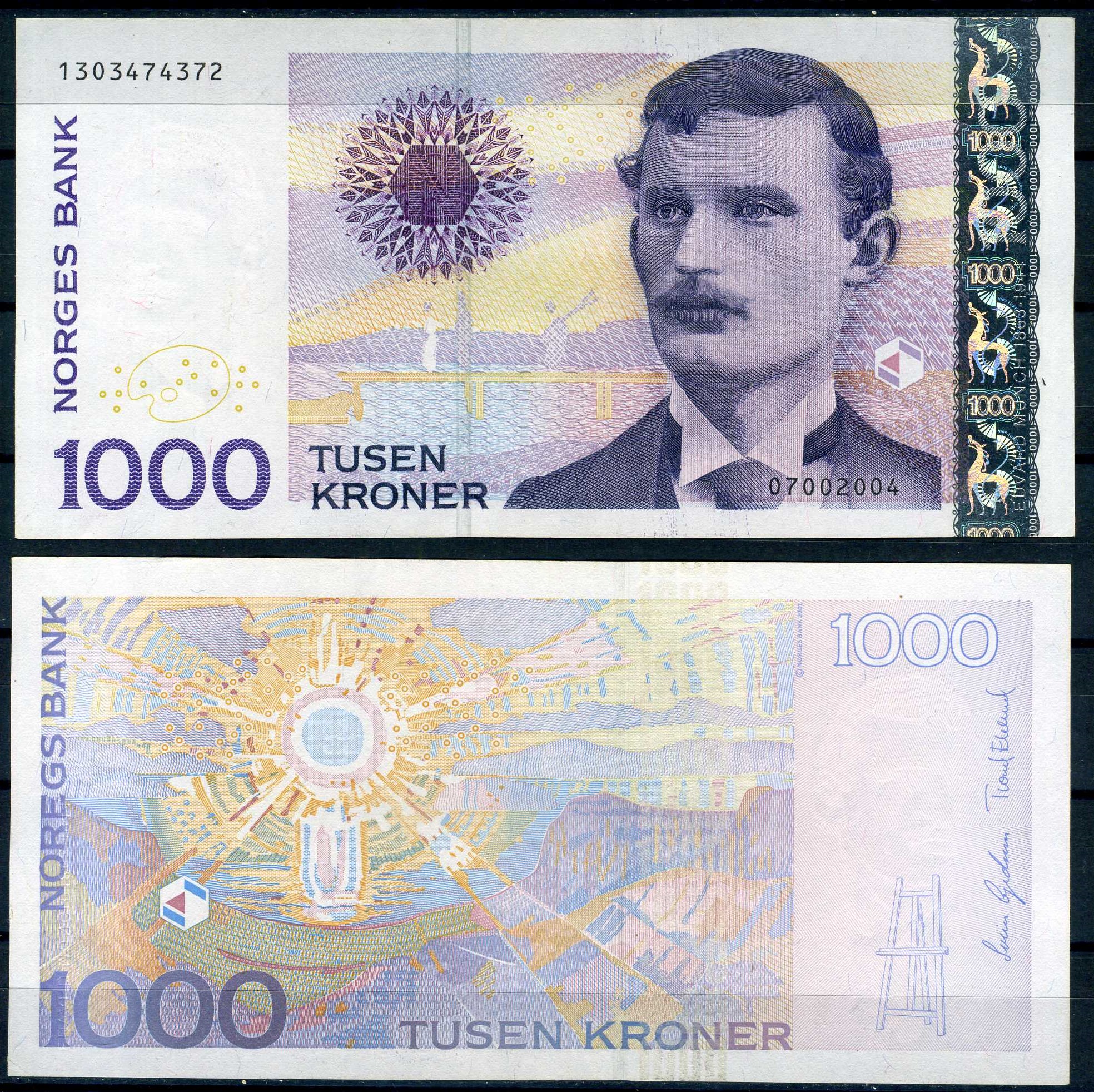 Норвегия 1000 крон 2004  Pick 52 b  бумага  UNC (пресс) 451-1238-2