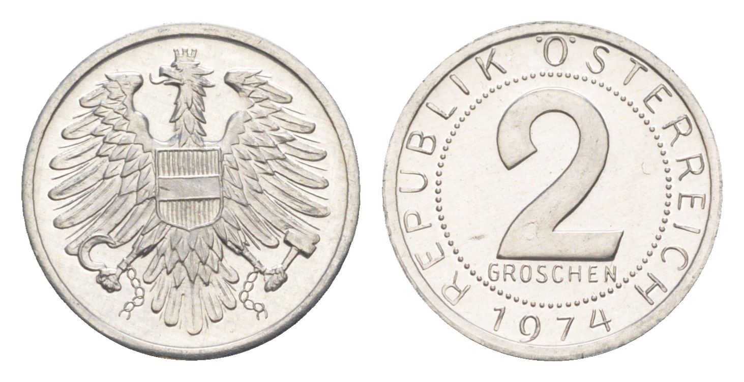 Австрия 2 гроша 1974 KM 2876 алюминий PROOF 4564-813