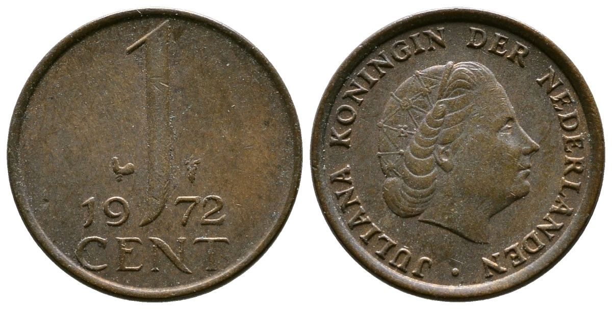 Нидерланды 1 цент 1972 Юлиана (1948-1980) КМ 180 бронза 75-867