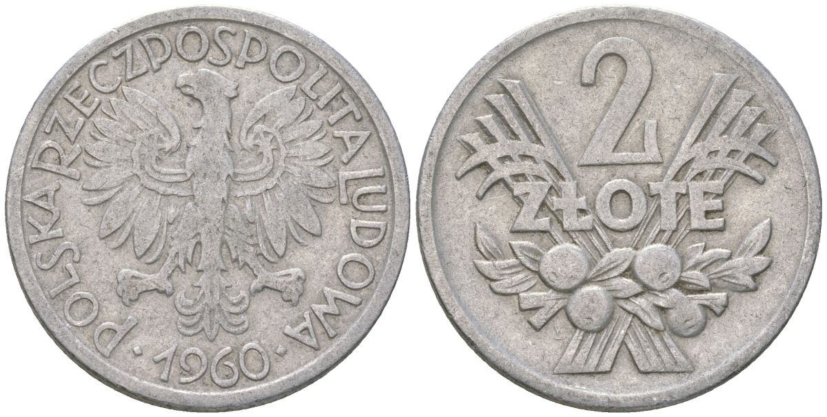 Польша 2 злотых 1960 MW Y 46 алюминий 4616-1011