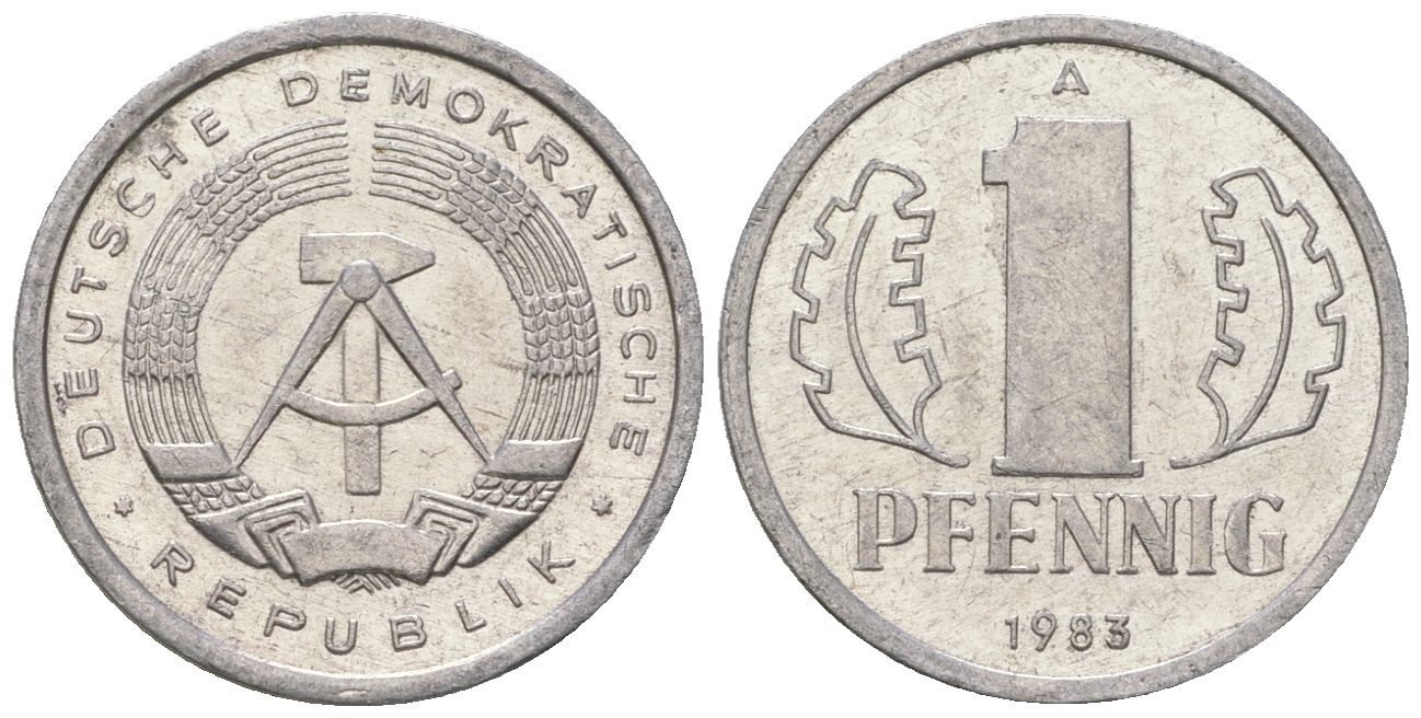 ГДР 1 пфенниг 1983 А KM 8.2 алюминий 4623-449